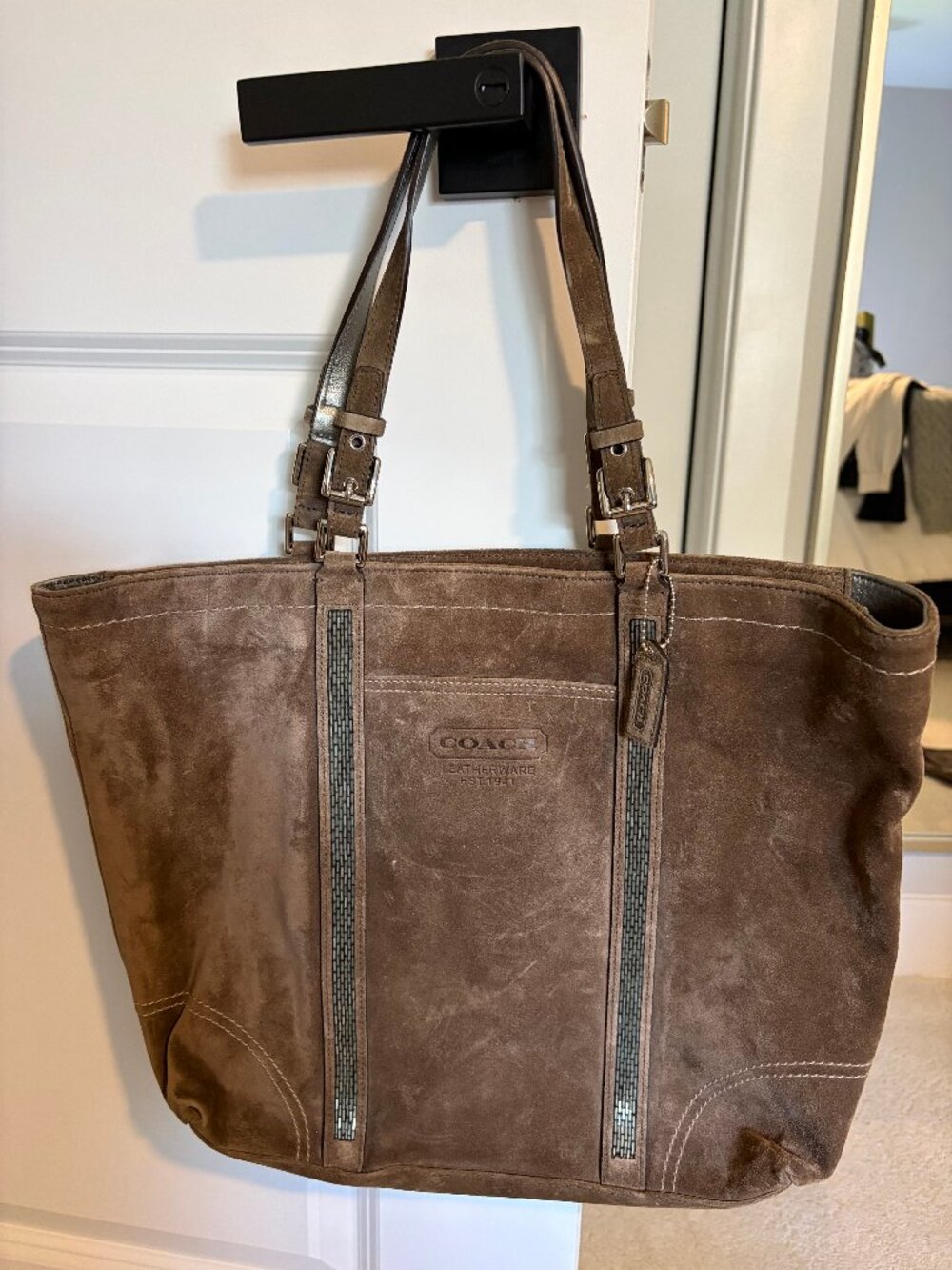 Vintage Brown Suede Coach Satchel Bag
